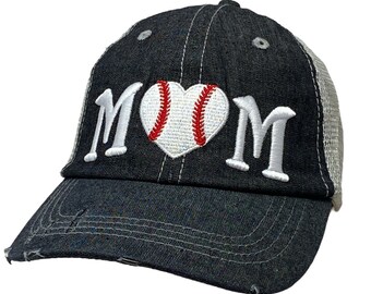 Cocomo Soul Baseball Mom Heart Embroidered Baseball MOM Hat Baseball MOM Cap -208