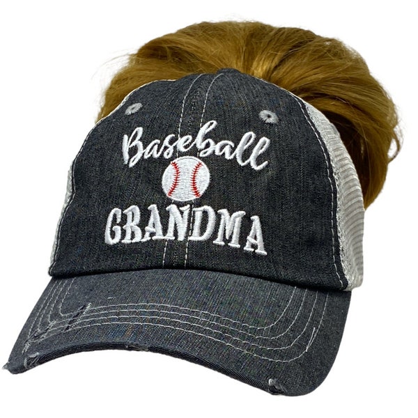Cocomo Soul Baseball Grandma Messy Bun High Ponytail Embroidered Baseball Hat Baseball Grandma Hat Baseball Grandma  Cap -219