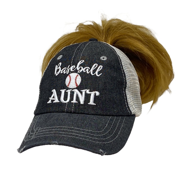 Cocomo Soul Baseball Aunt Messy Bun Top Ponytail Embroidered Baseball Hat -213