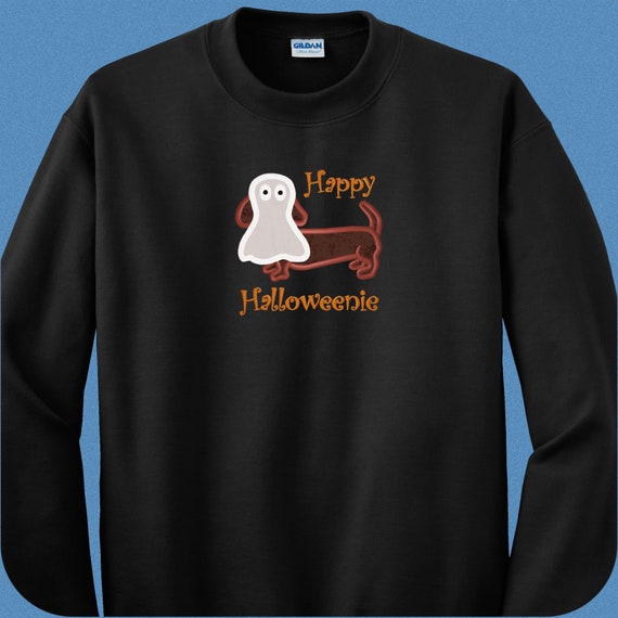 Dachshund Halloween Shirt, Happy Halloweenie Dachsund Sweatshirt or Tshirt, Doxie and Wiener Dog Gifts for Dachshund Lover