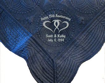 Regalo de 25º aniversario de bodas para la pareja, manta para el 50º aniversario, edredón de algodón personalizado para el 2º aniversario de bodas, regalo para la esposa.