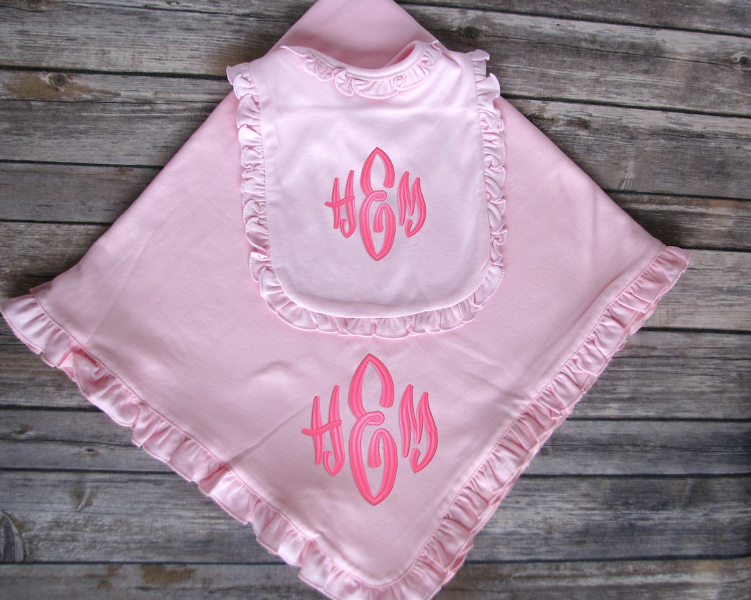 Monogrammed Baby Blanket Burp Cloth And/or Baby Bib for New Etsy