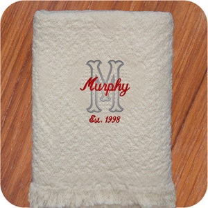 Personalized Throw Blanket Housewarming Gift, Monogram Cotton Throw Blanket New Home Gift, Embroidered Name Blanket