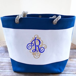 Personalized Beach Bag Tote for Women, Monogram Beach Tote Bag, Large Canvas Beach Bags Tote, Custom Embroidered Pool Bag