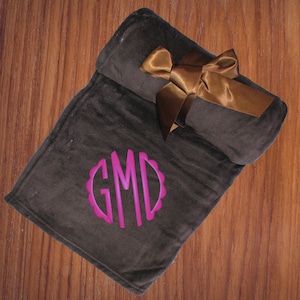 Personalized Throw Blanket Housewarming Gift, Monogram Fleece Blanket New Home Gift, Embroidered Name Blanket