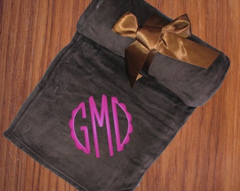 Personalized Throw Blanket Housewarming Gift, Monogram Fleece Blanket New Home Gift, Embroidered Name Blanket