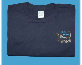 Doxie Gifts - Life is Too Short Dachshund Short Sleeve Tshirt - Wiener Dog Shirt - Doxie shirt - Doxie Tee - Dachshund Shirt