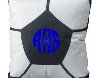 Soccer Pillow Gift for Soccer Coach or Soccer Player, Custom Monogrammed Soccer College Dorm Decor