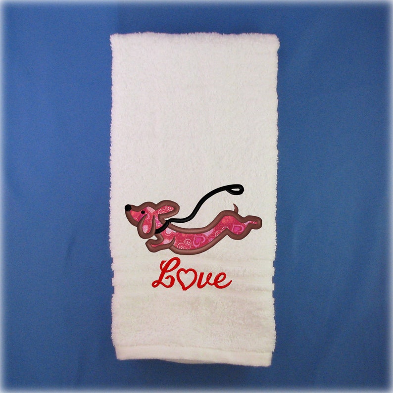 Dachshund Towel Gifts for Dog Lover, Valentine Dachshund Hand Towel, Doxie Bathroom Towel, Wiener Dog Kitchen Towel, Weiner Mom Gifts image 7