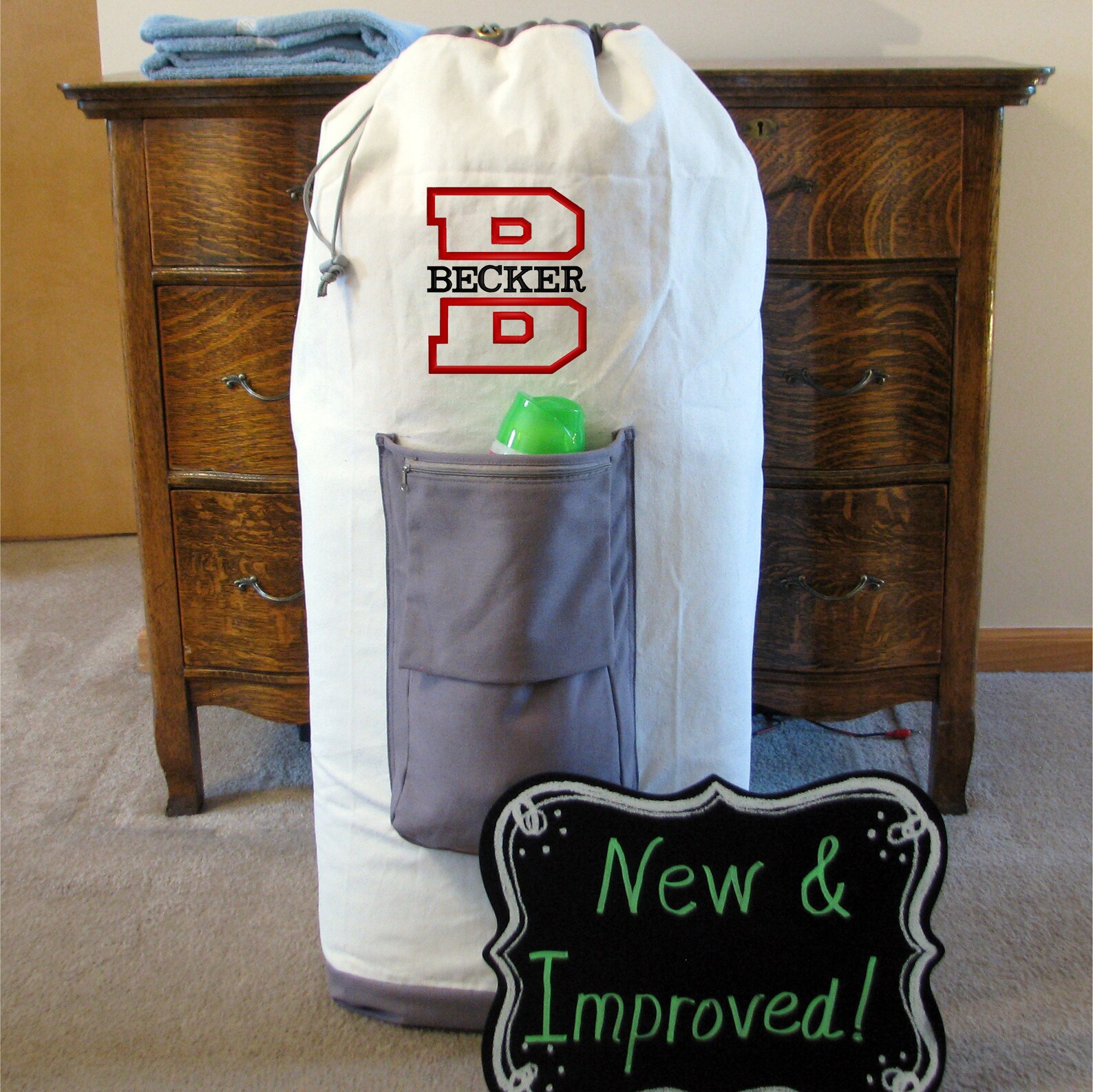 Monogram Large Canvas Laundry Bag for Boy or Girl Graduation Gift
