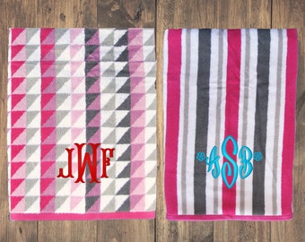 Large Personalized Bath Towels, Monogram Towels College Dorm Student Gift, Embroidered Towels for Housewarming or Graduation Gift