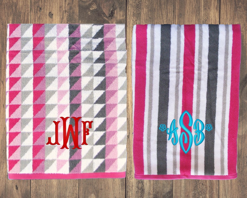 Large Personalized Bath Towels Monogram Towels College Dorm Etsy