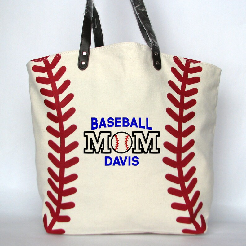 Baseball Mom Bag, Monogrammed Baseball Tote Bag, Personalized Baseball Gift, Team Mom Baseball Bag Mom Block Name