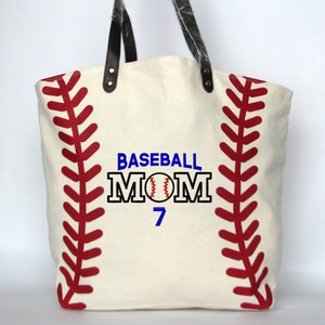 Baseball Mom Bag, Monogrammed Baseball Tote Bag, Personalized Baseball Gift, Team Mom Baseball Bag Mom Block Number