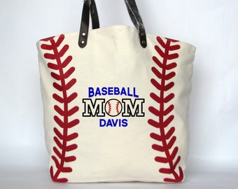 Personalized Baseball Tote Bag Gifts for Mom, Large Custom Baseball Mom Tote Bag, Monogrammed Team Mom Baseball Gifts, Sports Bag Gifts