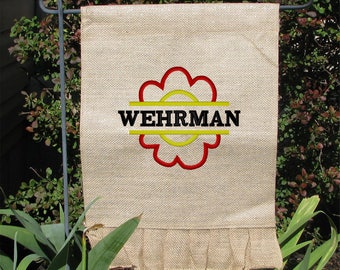 Embroidered Burlap Garden Flag- Personalized Family Garden Flag - Monogram Garden Flag - Family Christmas Gift - Housewarming Gift