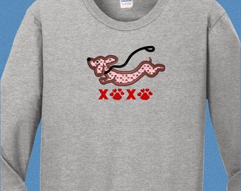 Dachshund Clothes for Christmas Gifts, Dachshund Valentine TShirt , Dachshund Sweatshirt for Doxie or Wiener Dog Lovers Gift