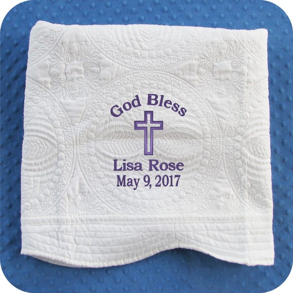 personalized baptism blanket