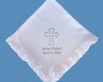 Embroidered Boy or Girl Baptism Blanket for Baptism Gift, Personalized Baptism Blanket, Christening Gifts, Monogrammed Baptism Gift