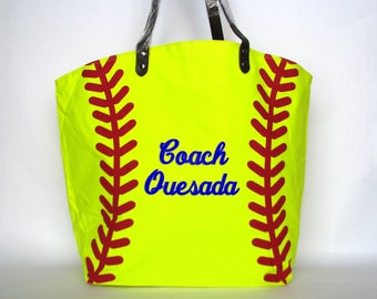 Softball Gifts for Softball Coach or Softball Mom, Custom Softball Tote Bag Team Mom Gift or Coach Gifts, Softball Gifts for Players
