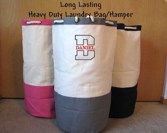 Heavy Duty Canvas Monogrammed Laundry Bag Hamper for College Student Gift, Personalized College Dorm Duffle Laundry Bags for Graduation Gift