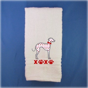 Valentine Greyhound Gifts for Dog Lover, Italian Greyhound Hand Towel, Greyhound Bathroom Towel, Greyhound Kitchen Towel Decor image 4