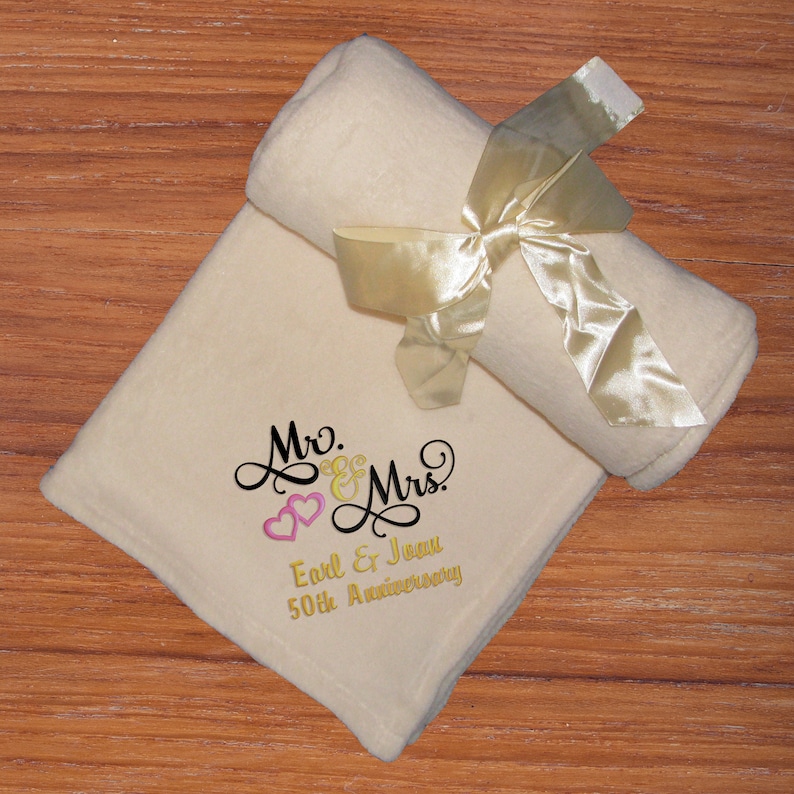 Personalized 25th 50th Anniversary Wedding Gift Fleece Throw Blanket 50 x 60