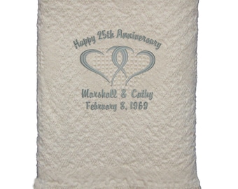 25th Wedding Anniversary Gift for Couple, Personalized 50th Anniversary Throw Blanket, 2nd Cotton Anniversary Gift Throw Blanket for Her