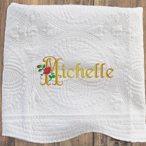 Monogram Baby Quilt, Embroidered and Personalized Baby Blanket for Baby Girl Gift
