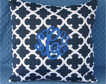 Embroidered Throw Pillow, Monogrammed Accent Pillow, College Student Gift, Dorm Decor, Personalized Decorative Pillow, Housewarming Gift