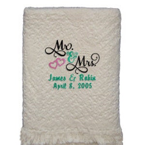 Personalized Wedding Throw Blanket, Wedding Registry Gifts, Monogrammed Wedding Couples Gifts, Wedding Afgan