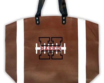 Personalized Football Gift for Mom or Girlfriend, Monogrammed Football Bag, Team Mom Football Tote Bag