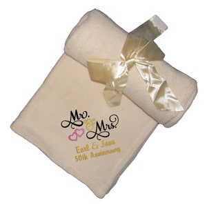 50th Wedding Anniversary Throw Blanket Gift, Personalized 25th Wedding Anniversary Gifts for Couple, First Wedding Anniversary Gift for Wife