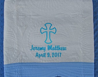 Baptism Blanket, Baptism Gift, Christening Gifts, Personalized Baptism Gift, Personalized Christening Blanket, Boy Christening Gift, Quilt