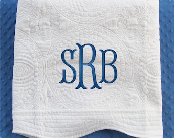Personalized Baby Blanket Gift for Newborn, Monogrammed Baby Quilt, Monogrammed Baby Blanket for Baby Girl or Baby Boy Baby Shower Gift