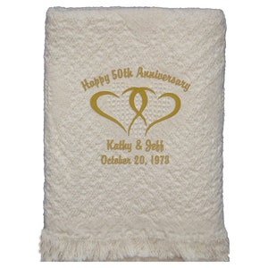 50th Wedding Anniversary Gift for Couple, 50th Anniversary Throw Blanket For Parents, Personalized 25th Wedding Anniversary Gift