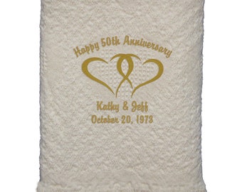 50th Wedding Anniversary Gift for Couple, 50th Anniversary Throw Blanket For Parents, Personalized 25th Wedding Anniversary Gift