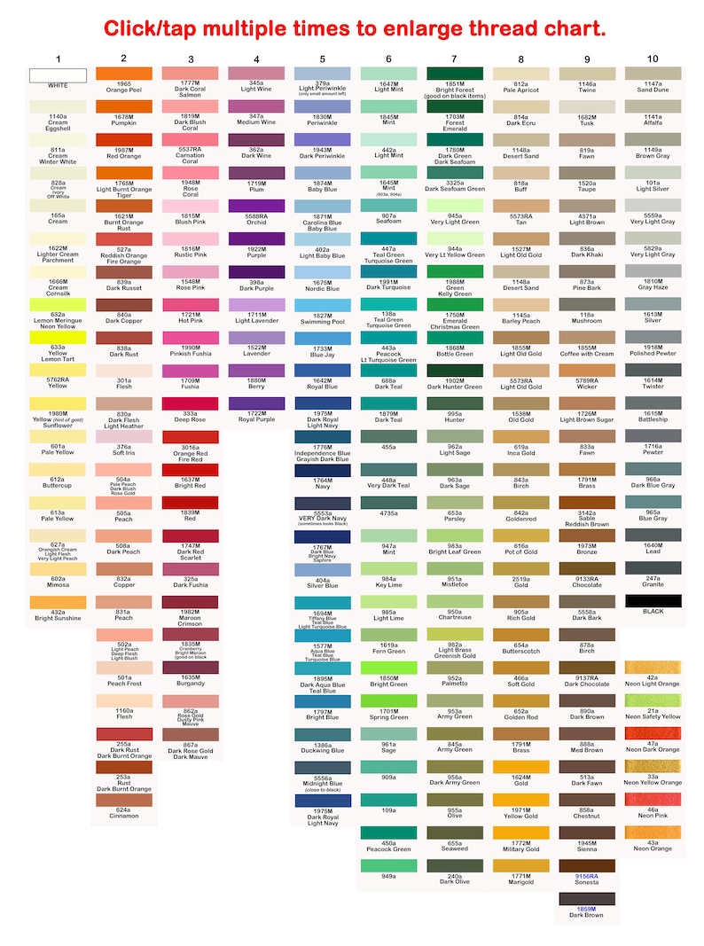 A graphic showing over 200 thread colors available for personalized embroidery.