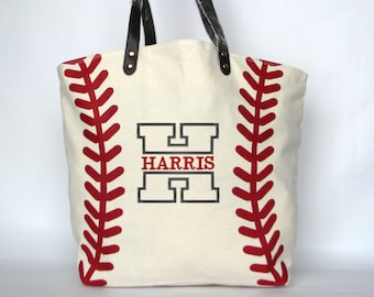 Baseball Mom Bag, Monogrammed Baseball Tote Bag, Personalized Baseball Gift, Team Mom Baseball Bag