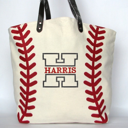 Baseball Mom Bag Monogrammed Baseball Tote Bag Personalized Etsy