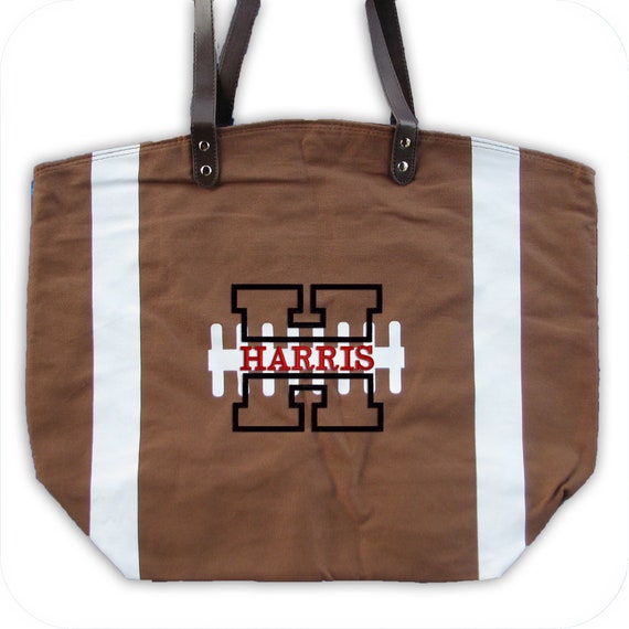 Monogrammed Football Tote Bag