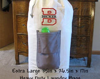 Graduation Gift, Large Personalized Laundry Bag, Monogrammed Laundry Bags, College Dorm Heavy Duty Canvas Laundry Bags, Senior Gifts