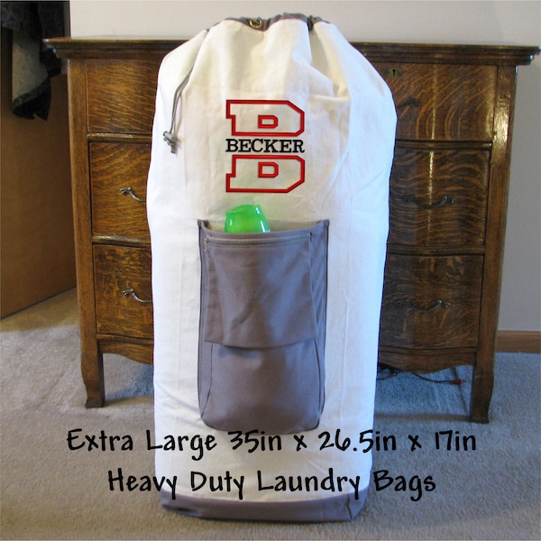 Graduation Gift, Large Personalized Laundry Bag, Monogrammed Laundry Bags, College Dorm Heavy Duty Canvas Laundry Bags, Senior Gifts