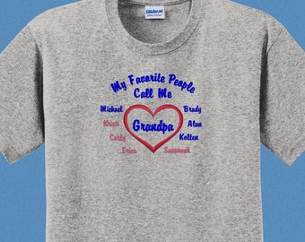 Personalized Grandpa Shirts, Grandpa Tshirts, Grandfather Gifts, Papa Shirt, Grandpa Fathers Day Gift, Grandad Shirt, My Favorite People