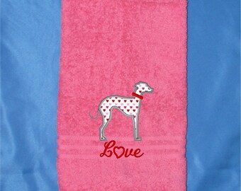 Valentine Greyhound Gifts for Dog Lover, Italian Greyhound Hand Towel, Greyhound Bathroom Towel, Greyhound Kitchen Towel Decor