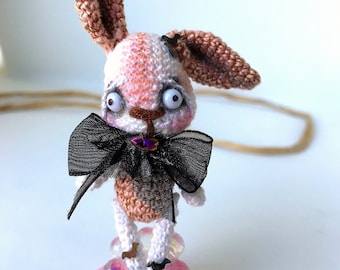Gruselige Amigurumi Halloween Kaninchen OOAK Figur - Tim Burton Stil inspiriert Charakter