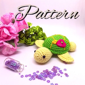 Shelly & Peggy Sea Turtles AMIGURUMI PATTERN, Crochet Pattern, Micro Crochet Pattern, Crochet Miniature Pattern, English Pattern artist doll