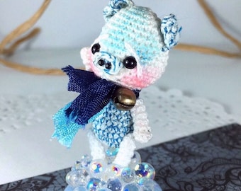 Hellblaue Schwein Figur OOAK Amigurumi Miniatur