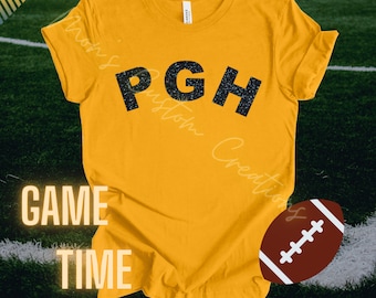Pittsburgh PGH | Football | BLINGY Black Glitter Gold Yellow shirt | Women sparkly shirt | Great Gift | Bling