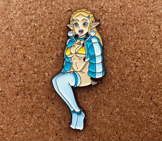 Broche de jeu vidéo Sexy, princesse Zelda d&#39;hiver, sur mesure, revers en émail dur